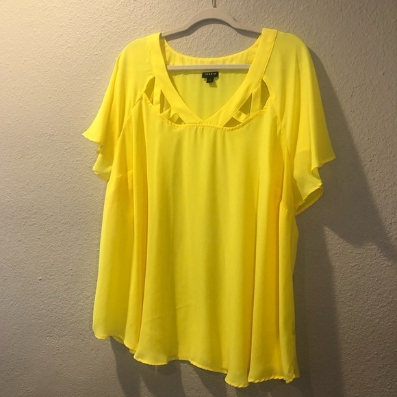 Georgette Cage Front Blouse Lemon Tonic Torrid size 3 (3X) - Picture 4 of 11